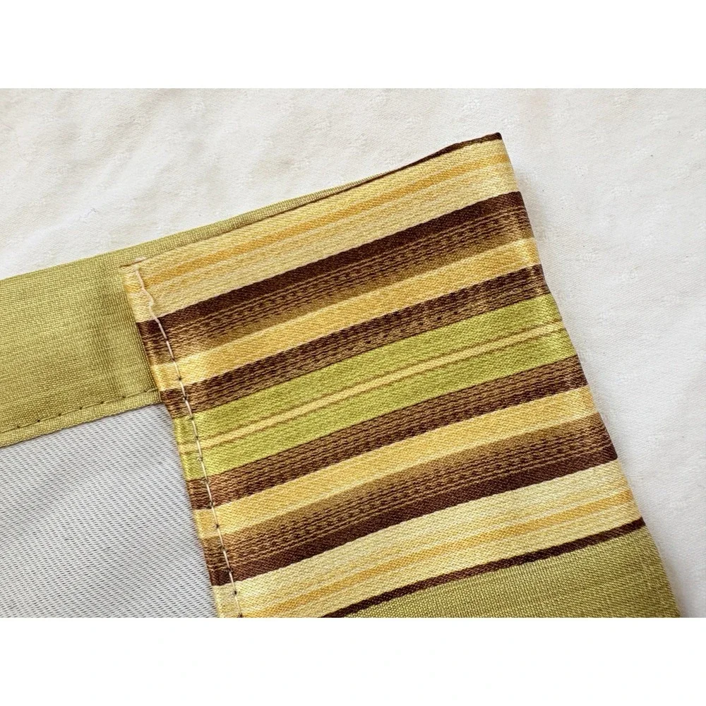 Green Brown Beige Stripe Valances set of two classic‎ Waverly quality no tag